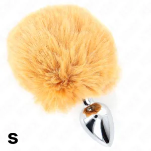 Edelstahl-Plug 7 X 3 cm mit Beigem Rabbitschwanz aus Kunstfell 8 cm von Kink Pleasure Plugs