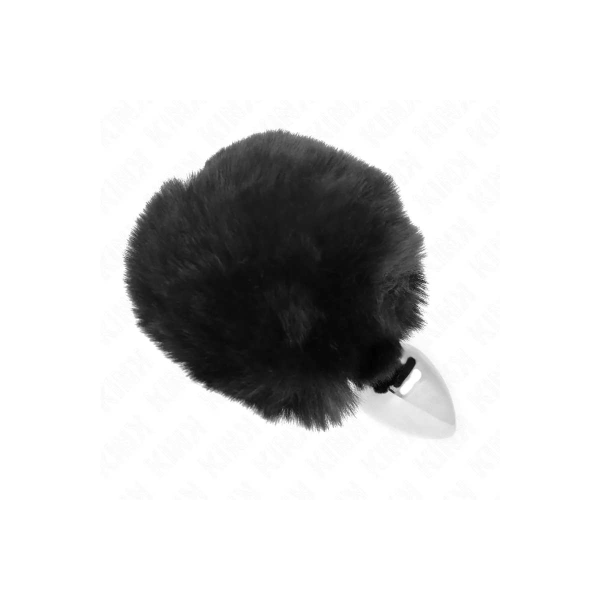 Edelstahl-Plug 7 X 3 cm mit Schwarzem Rabbitschwanz aus Kunstfell 8 cm von Kink Pleasure Plugs | Fesselliebe.de