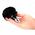 Edelstahl-Plug 7 X 3 cm mit Schwarzem Rabbitschwanz aus Kunstfell 8 cm von Kink Pleasure Plugs
