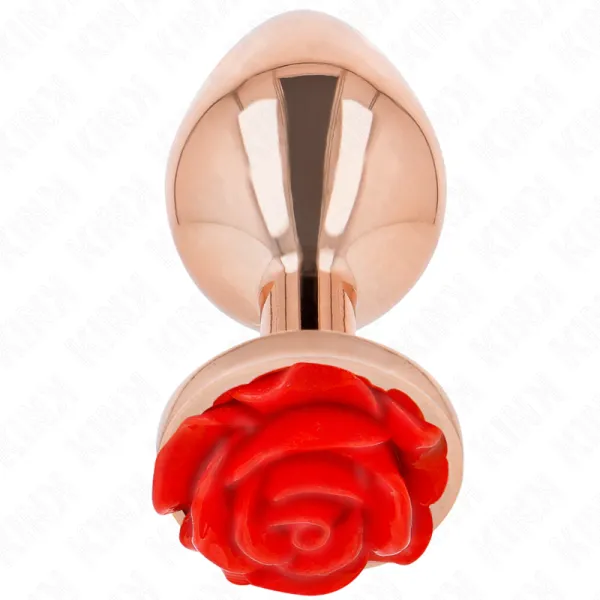 Rosa Goldener Analstecker mit Roter Rose L von Kink Pleasure Plugs | Fesselliebe.de