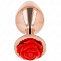 Rosa Goldener Analstecker mit Roter Rose S von Kink Pleasure Plugs