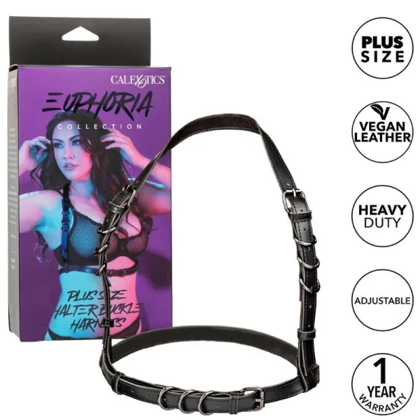 Euphoria Plus Size Halter Buckle Harness Schwarz von Calexotics | Fesselliebe.de