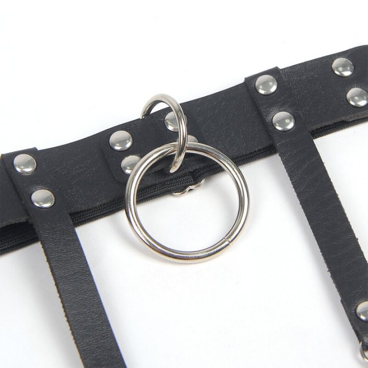 953744 Verstellbares Punk-Strumpfhose aus Leder Schwarz eine Grösse von Subblime Fetish | Fesselliebe.de