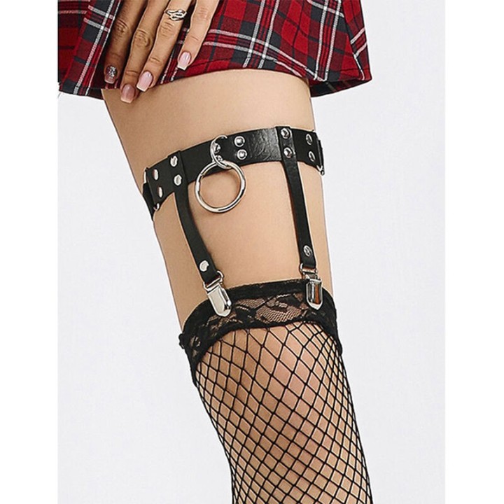 953744 Verstellbares Punk-Strumpfhose aus Leder Schwarz eine Grösse von Subblime Fetish | Fesselliebe.de