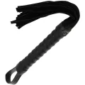 Schwarze Bondage-Peiste mit Ledergriff von Darkness Sensations