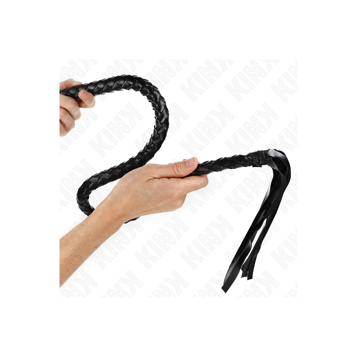 Schlangenpeitsche mit Schwarzem Handring 65 cm von Kink Impact & Touch | Fesselliebe.de