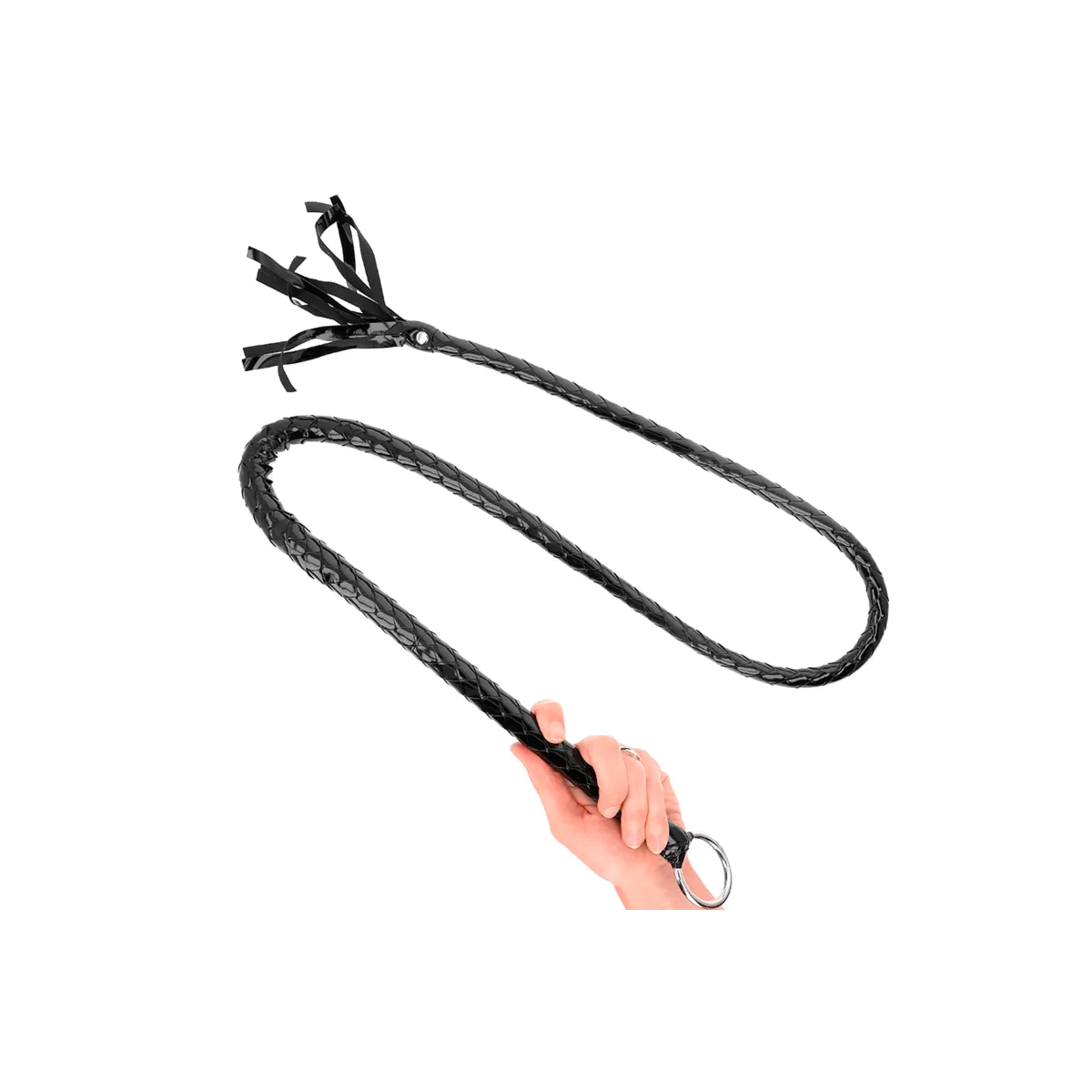 Lange Glänzende Pvc-Peitsche 138 cm von Kink Impact & Touch | Fesselliebe.de