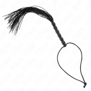 Mini Silikonpeitsche mit 6 Schwarzen Perlen 26 cm von Kink Impact & Touch | Fesselliebe.de