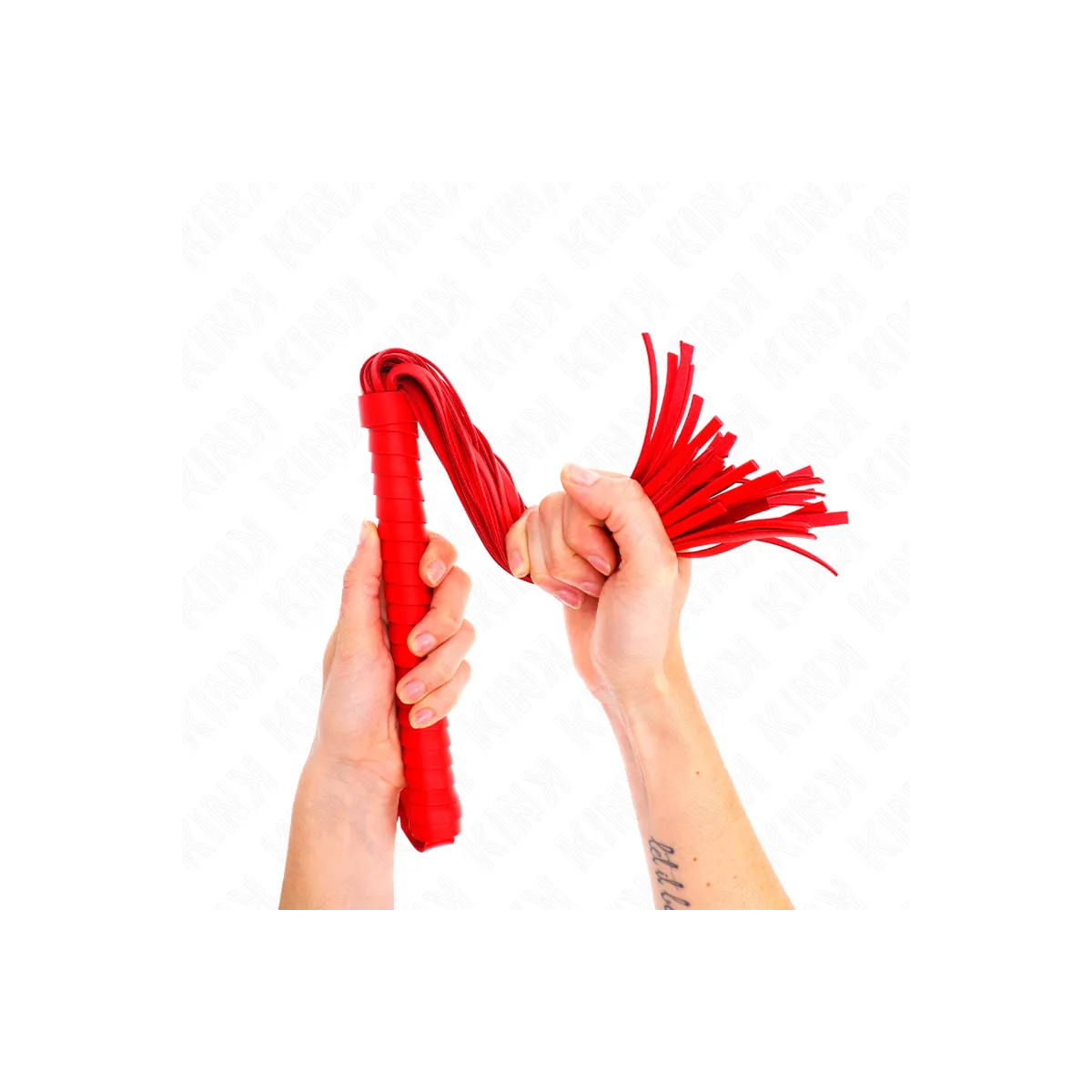 Peitsche mit Rotem Strukturiertem Griff 48,5 cm von Kink Impact & Touch | Fesselliebe.de