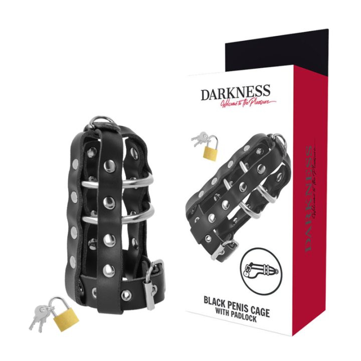 Keuschheitskfig aus Leder mit Schloss von Darkness Bondage | Fesselliebe.de