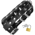 Keuschheitskfig aus Leder mit Schloss von Darkness Bondage
