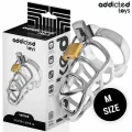 Silbernes Schloss Peniskäfig Metall Grösse M von Addicted Toys Locked