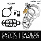 Silbernes Schloss Peniskäfig Metall Grösse M von Addicted Toys Locked | Fesselliebe.de