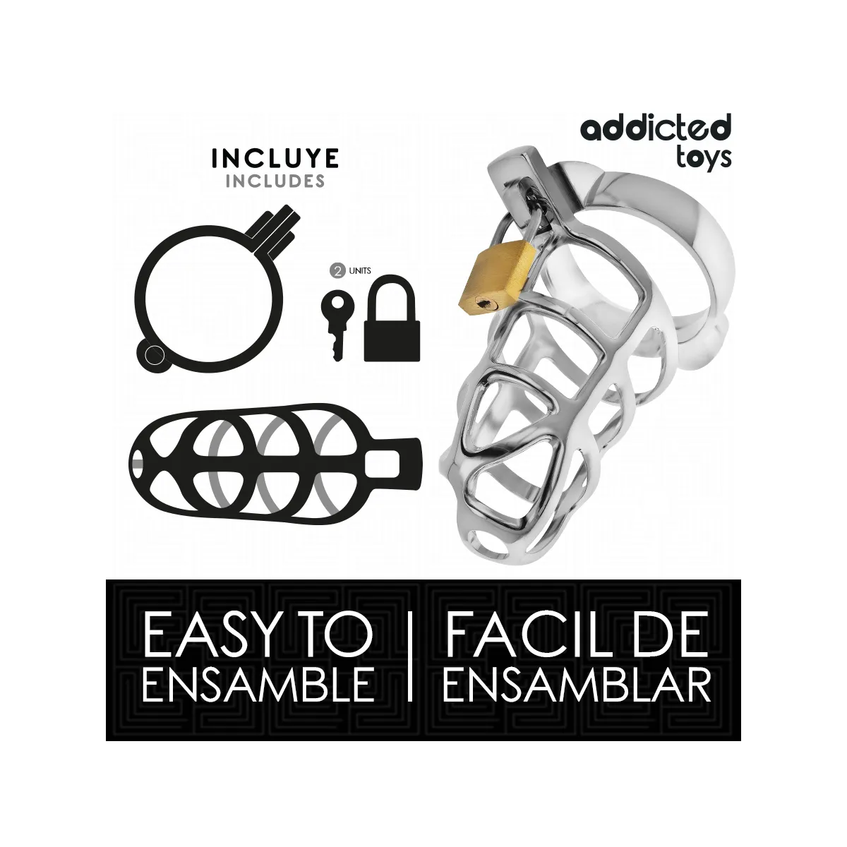 Silberner Peniskäfig aus Metall, Grösse S von Addicted Toys Locked | Fesselliebe.de