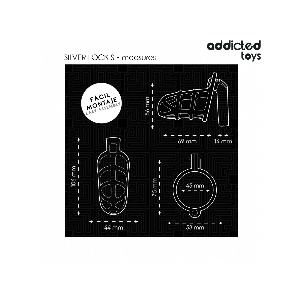 Silberner Peniskäfig aus Metall, Grösse S von Addicted Toys Locked | Fesselliebe.de