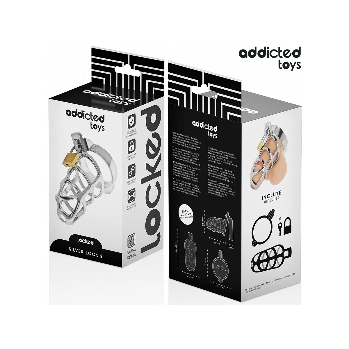 Silberner Peniskäfig aus Metall, Grösse S von Addicted Toys Locked | Fesselliebe.de