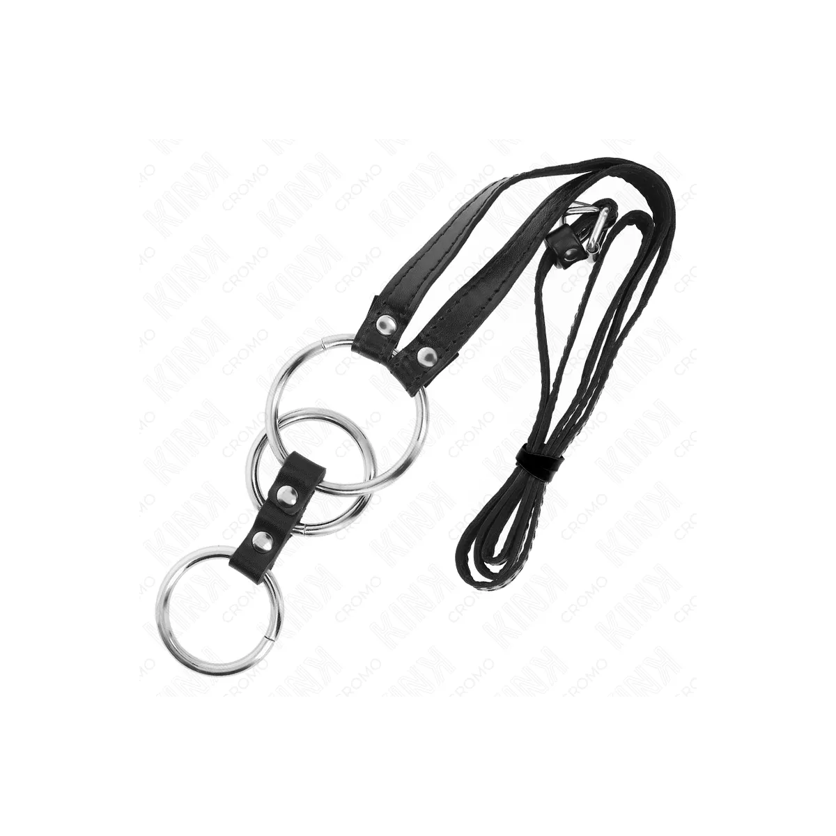 Dreifach Metall Penisring 3,8 cm Bis 5 cm mit Ledergurte 112 cm von Kink Ring Power | Fesselliebe.de