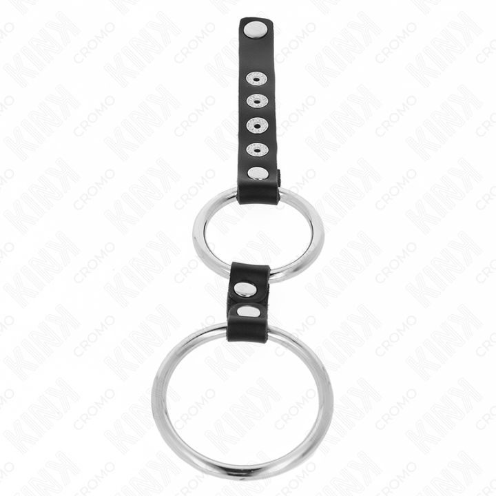 Doppelter Penisring aus Metall 3,8 cm Bis 5 cm mit Leder Verbunden von Kink Ring Power | Fesselliebe.de