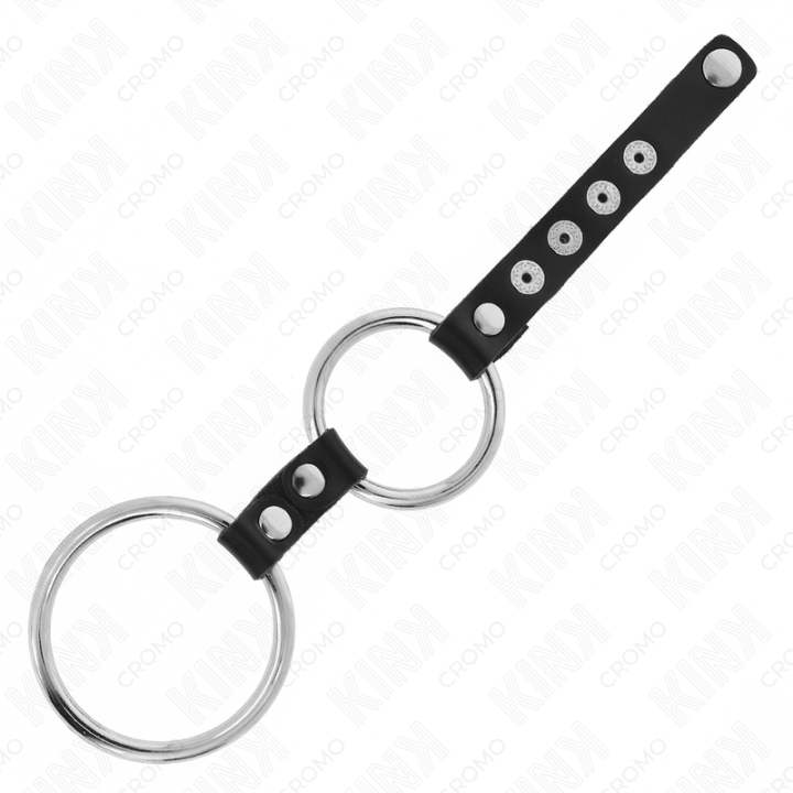 Doppelter Penisring aus Metall 3,8 cm Bis 5 cm mit Leder Verbunden von Kink Ring Power | Fesselliebe.de