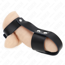 Peniskäfigring aus Leder mit Verstellbarem Hockentrenner von Kink Ring Power | Fesselliebe.de