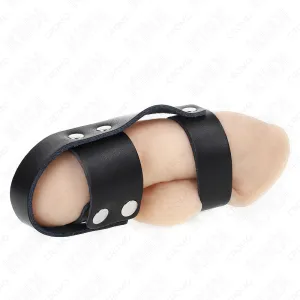 Peniskäfigring aus Leder mit Verstellbarem Hockentrenner von Kink Ring Power