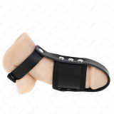 Peniskäfigring aus Leder mit Verstellbarem Beschichtetem Hockentrennergurt von Kink Ring Power | Fesselliebe.de