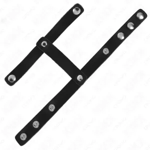 Verstellbarer Penisring aus Leder und Hodenteilgurt von Kink Ring Power