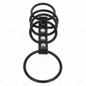 5 Penisringe aus Silikon 3,8 cm Bis 4,8 cm Durch Leder Verbunden von Kink Ring Power