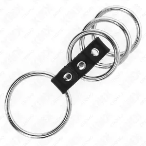 4 Metall Penisringe 3,7 cm Bis 5 cm Durch Leder Verbunden von Kink Ring Power