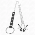 Metall-Penisring mit Kette und Verstellbaren Brustklammern von Kink Ring Power