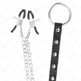 Metall-Penisring mit Kette und Verstellbaren Brustklammern von Kink Ring Power | Fesselliebe.de