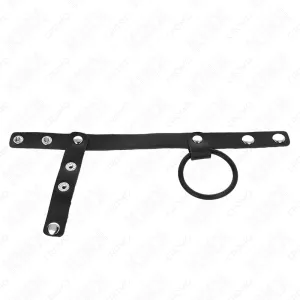 Penisring aus Silikon 3,8 cm mit Hohem Teiler und Lederband 22 X 1,5 cm von Kink Ring Power