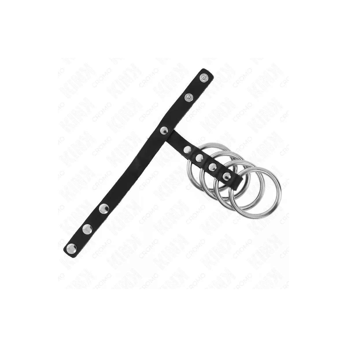 4 Metall Penisringe 3,8 cm Verbunden mit Lederband 22 X 1,5 cm und Druckverschluss von Kink Ring Power | Fesselliebe.de