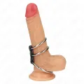 Dreifach Metall Penisring 3,7 cm Bis 5 cm mit Leder Verbunden von Kink Ring Power