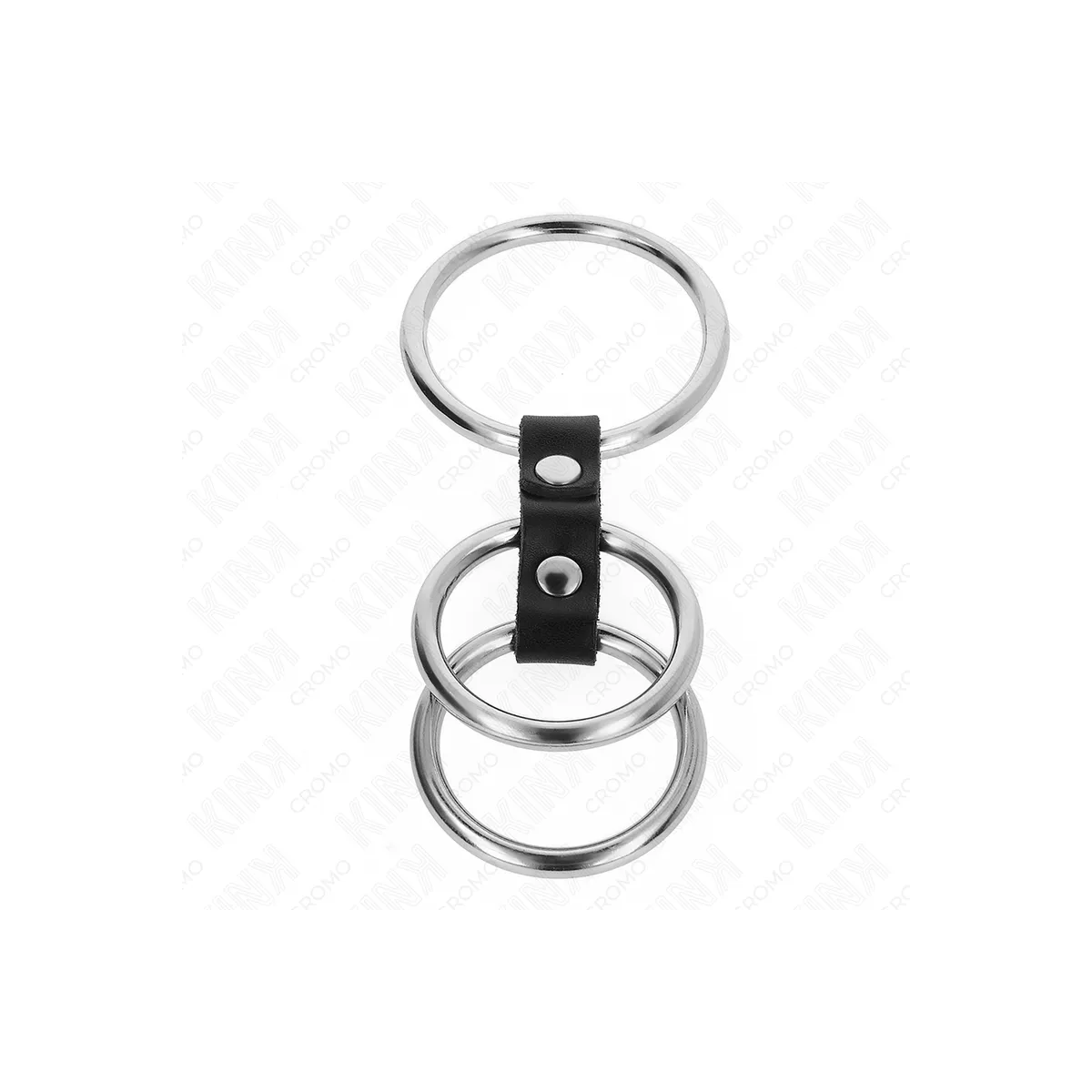 Dreifach Metall Penisring 3,7 cm Bis 5 cm mit Leder Verbunden von Kink Ring Power | Fesselliebe.de