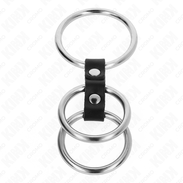 Dreifach Metall Penisring 3,7 cm Bis 5 cm mit Leder Verbunden von Kink Ring Power | Fesselliebe.de