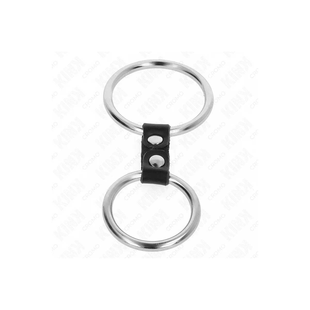 Doppelter Penisring aus Metall 3,7 cm Bis 5 cm Verbunden Durch Lederband Modell 2 von Kink Ring Power | Fesselliebe.de