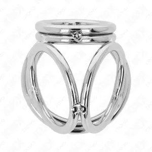 Dreifach Chrom Metall Penisring 3,8 cm Bis 5 cm Modell 1 von Kink Ring Power