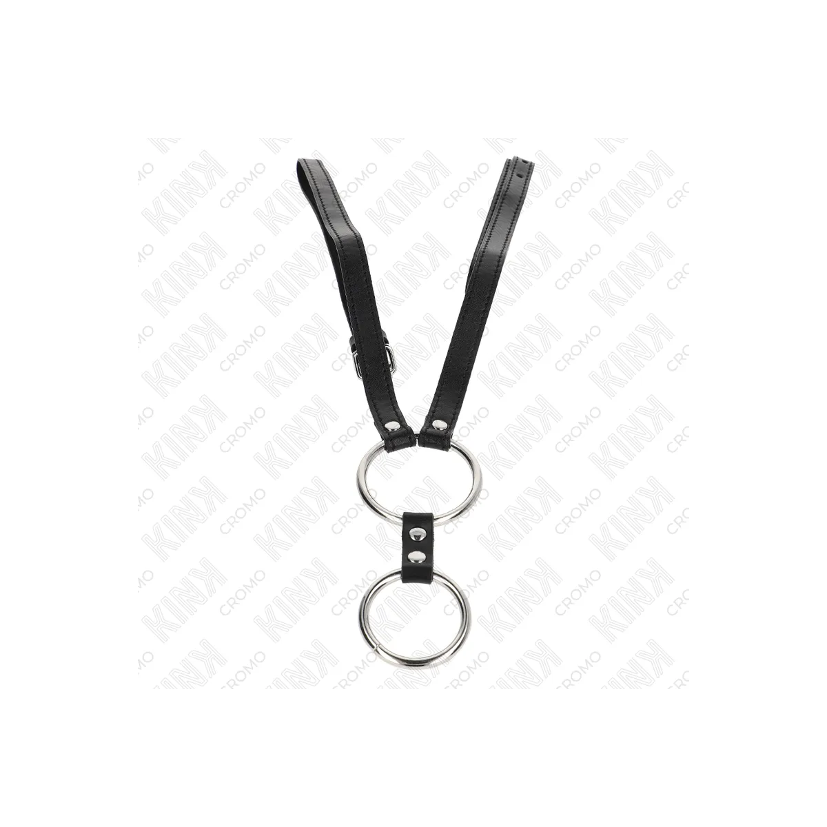 Doppelter Penisring aus Metall 3,8 cm Bis 5 cm mit Ledergurte 112 cm von Kink Ring Power | Fesselliebe.de