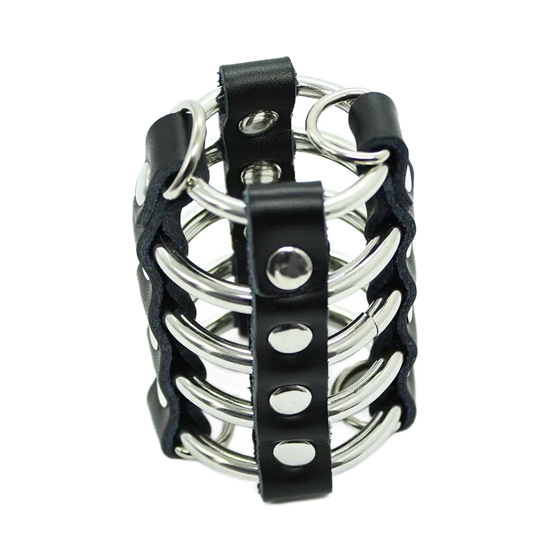 Peniskfig mit Metallringen und Lederriemen von Ohmama Fetish | Fesselliebe.de