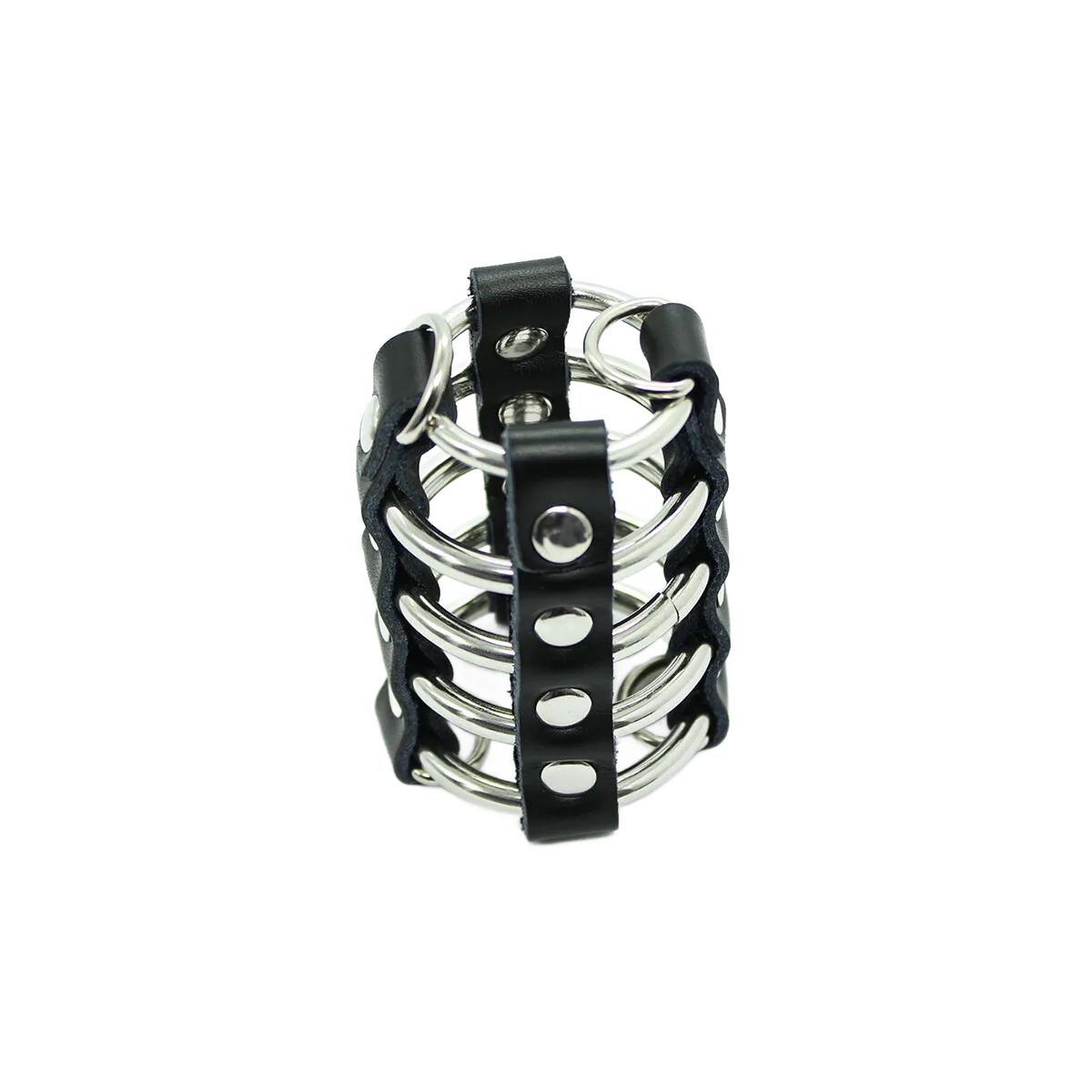 Peniskfig mit Metallringen und Lederriemen von Ohmama Fetish | Fesselliebe.de