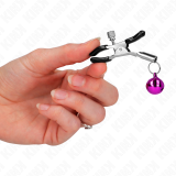 Lila Nippelklemme mit Einzelnen Glocken 6 cm von Kink Nipple Grip | Fesselliebe.de