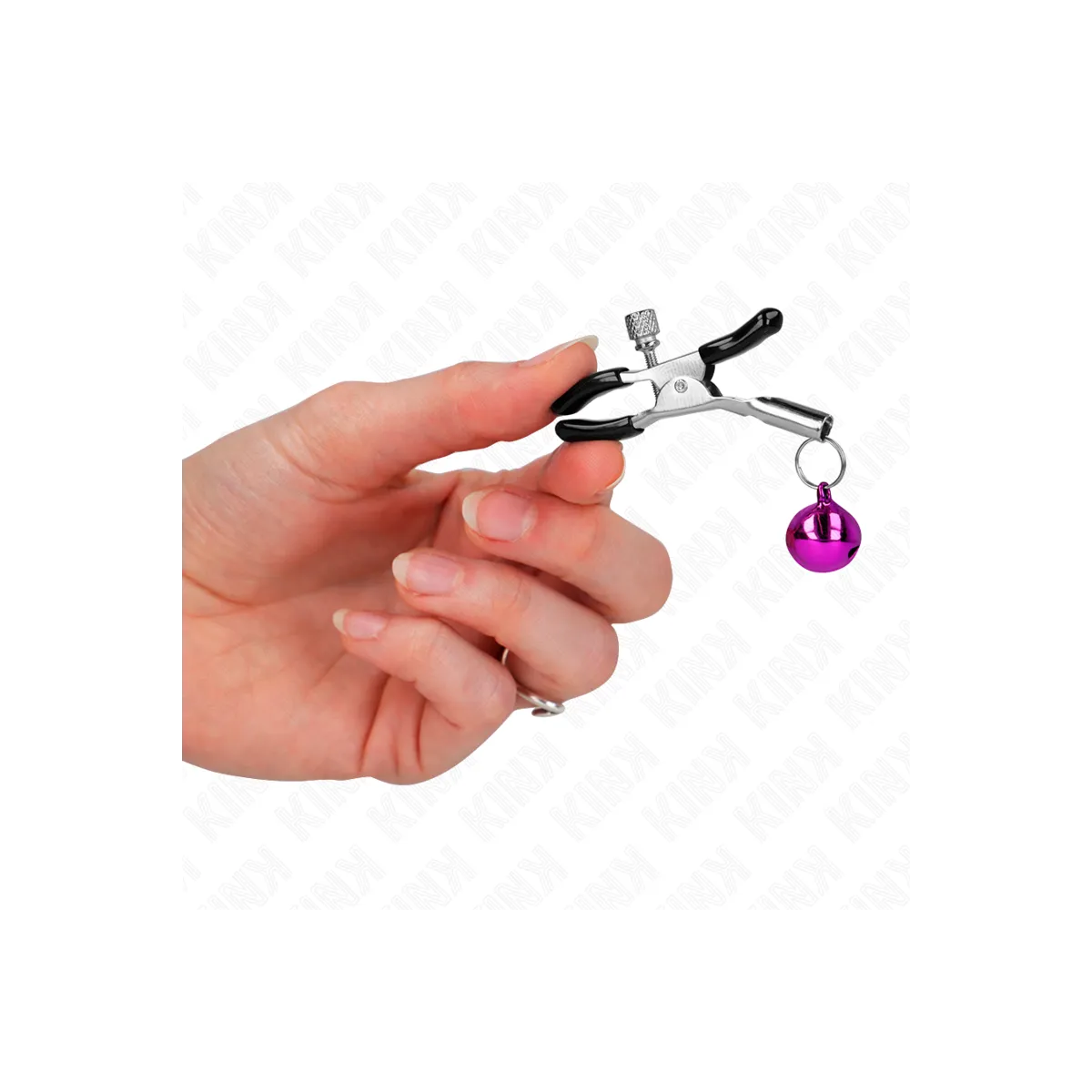 Lila Nippelklemme mit Einzelnen Glocken 6 cm von Kink Nipple Grip | Fesselliebe.de