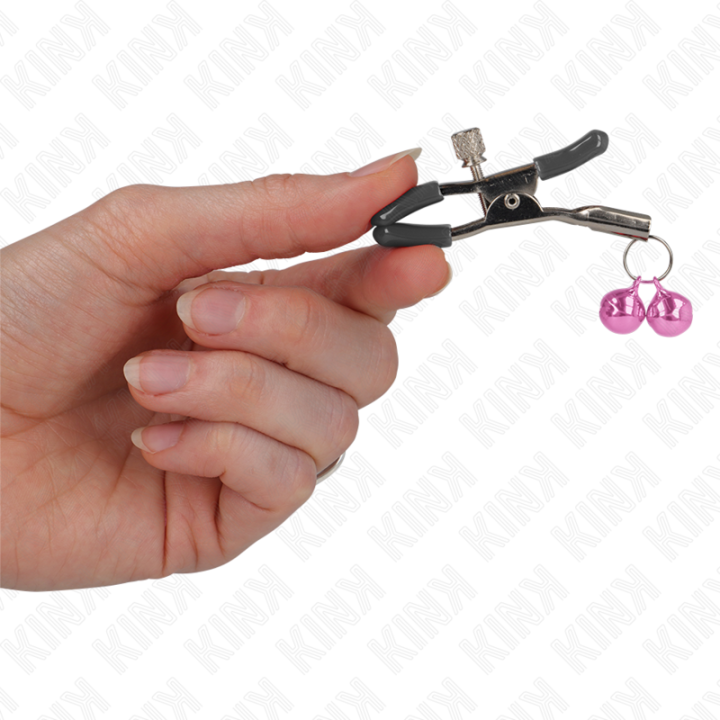 Doppelglöckchen-Nippelklammer Rosa 6 cm von Kink Nipple Grip | Fesselliebe.de
