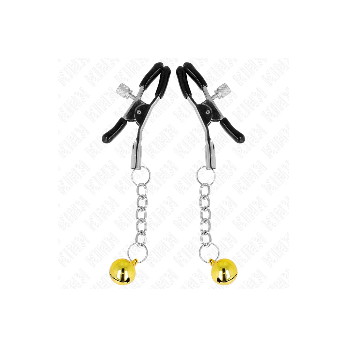 Goldene Jingle Bell anhänger-Nippelklammern 6 cm von Kink Nipple Grip | Fesselliebe.de