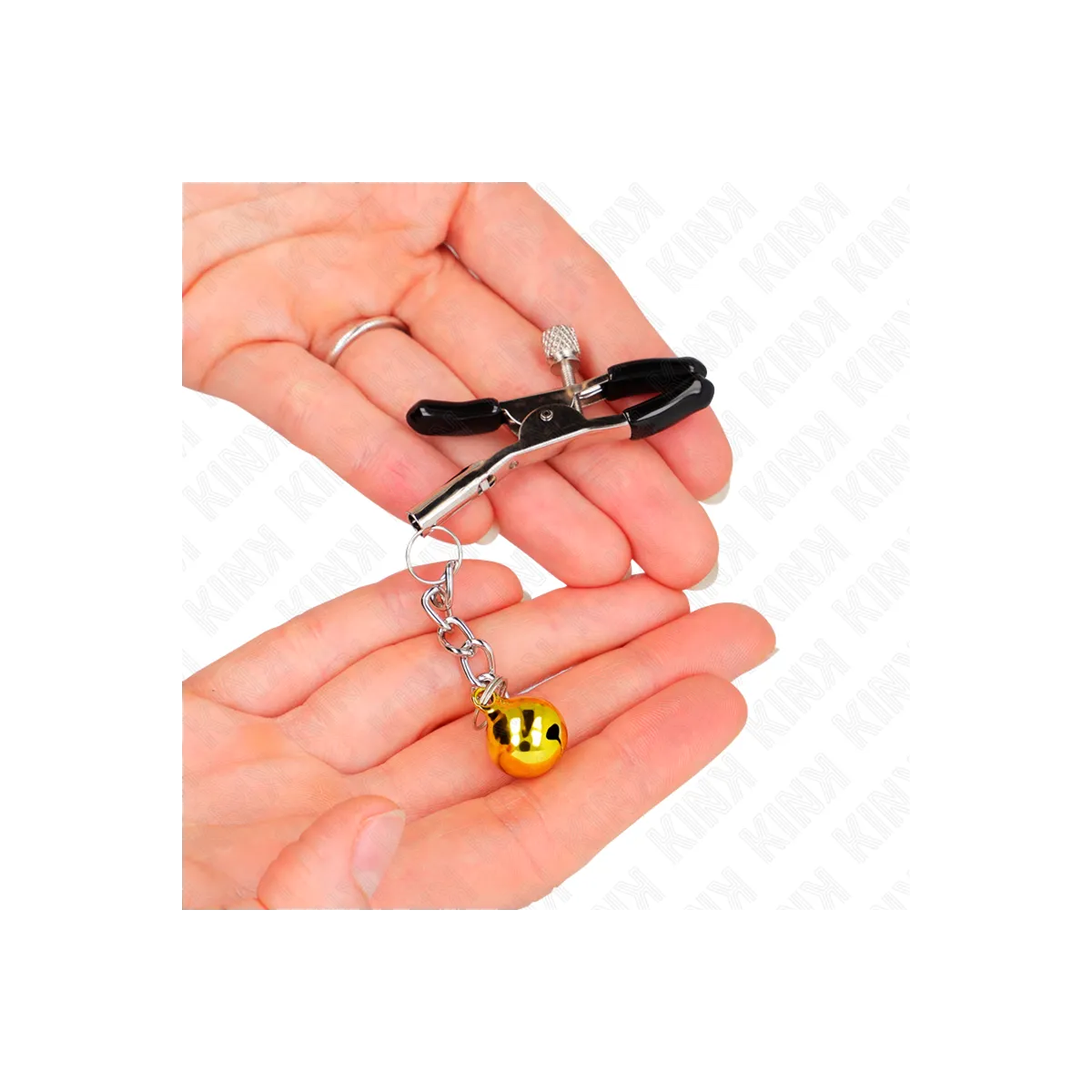 Goldene Jingle Bell anhänger-Nippelklammern 6 cm von Kink Nipple Grip | Fesselliebe.de