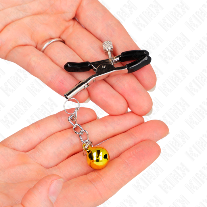 Goldene Jingle Bell anhänger-Nippelklammern 6 cm von Kink Nipple Grip | Fesselliebe.de