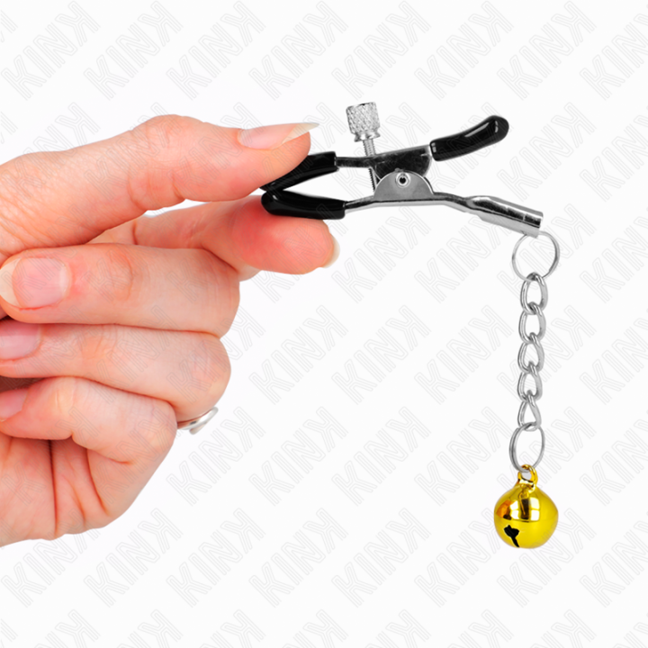 Goldene Jingle Bell anhänger-Nippelklammern 6 cm von Kink Nipple Grip | Fesselliebe.de