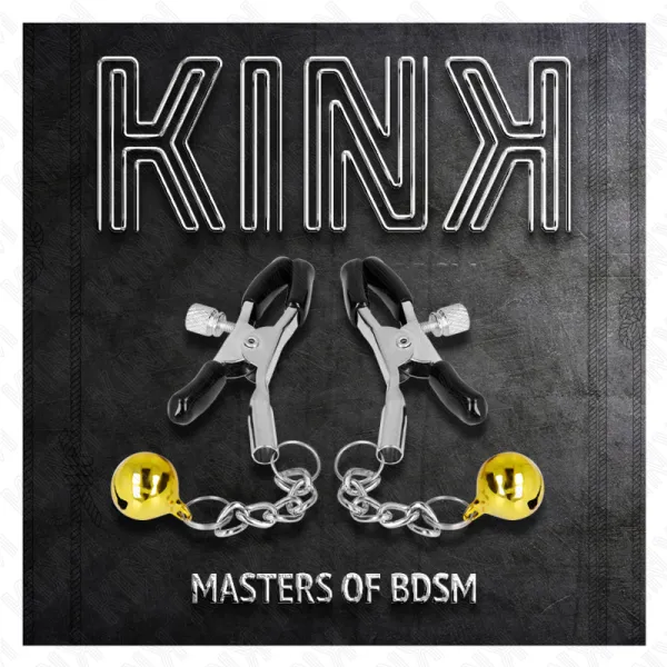 Goldene Jingle Bell anhänger-Nippelklammern 6 cm von Kink Nipple Grip | Fesselliebe.de