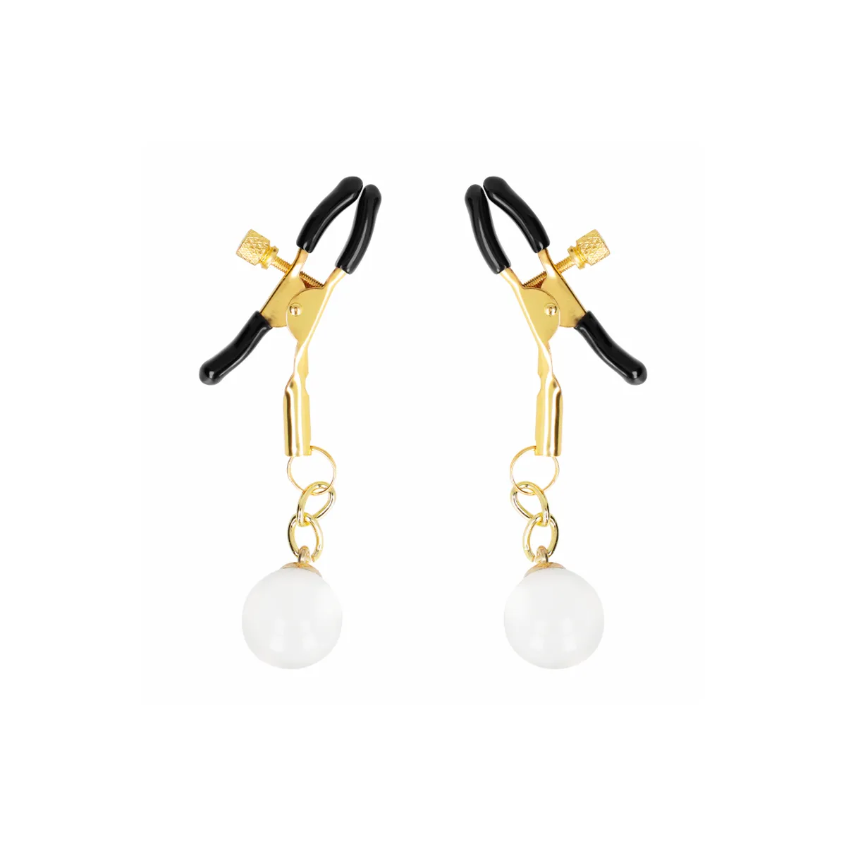 Glasperlen-Nippelklammern Gold 6 cm von Kink Nipple Grip | Fesselliebe.de